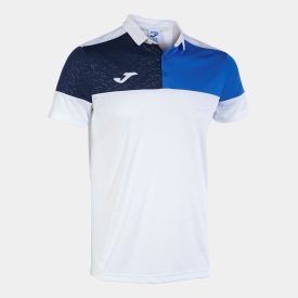 Joma crew short sleeve polo white royal