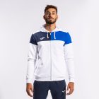 Joma Hooded jacket man Crew V white royal blue